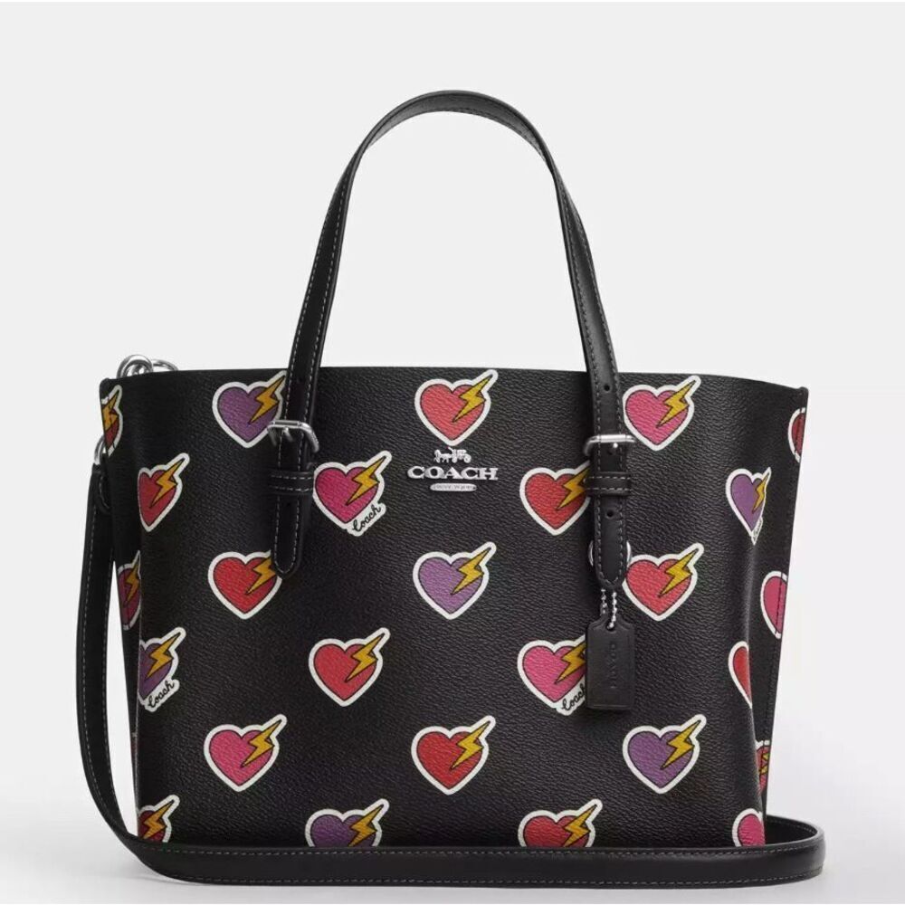 🔥🎁NWT! Coach Mollie Tote Bag 25 Heart Bolt Print Msrp: $378.00